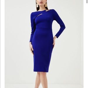 Karen Millen NWT Cobalt Blue Crossover Pencil Dress 12 US (16 UK)
